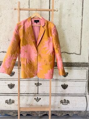 Cynthia Rowley silk Pink & Mustard Floral Blazer.